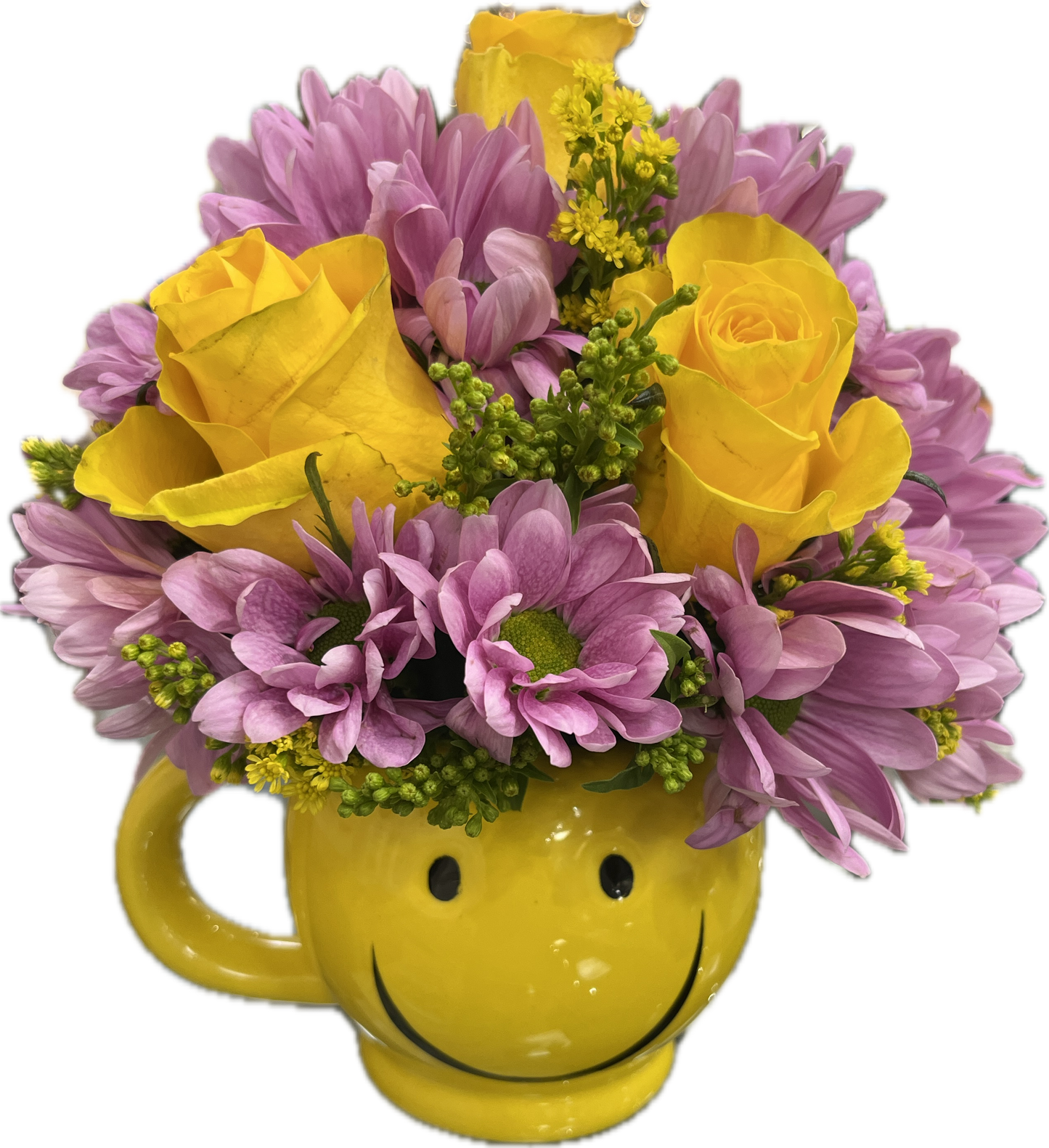 $40 Fresh Flower Arrangement - Smiley Mug