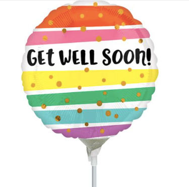 9" Stick Balloon - Get Well Wishes