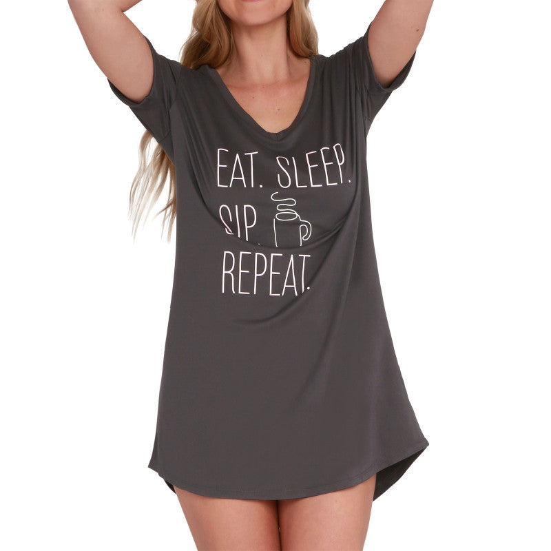 Eat. Sleep. Sip. Repeat. Sleep Shirt