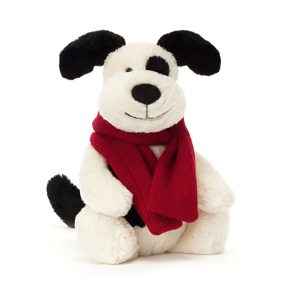 Bashful Black and Cream Puppy Winter