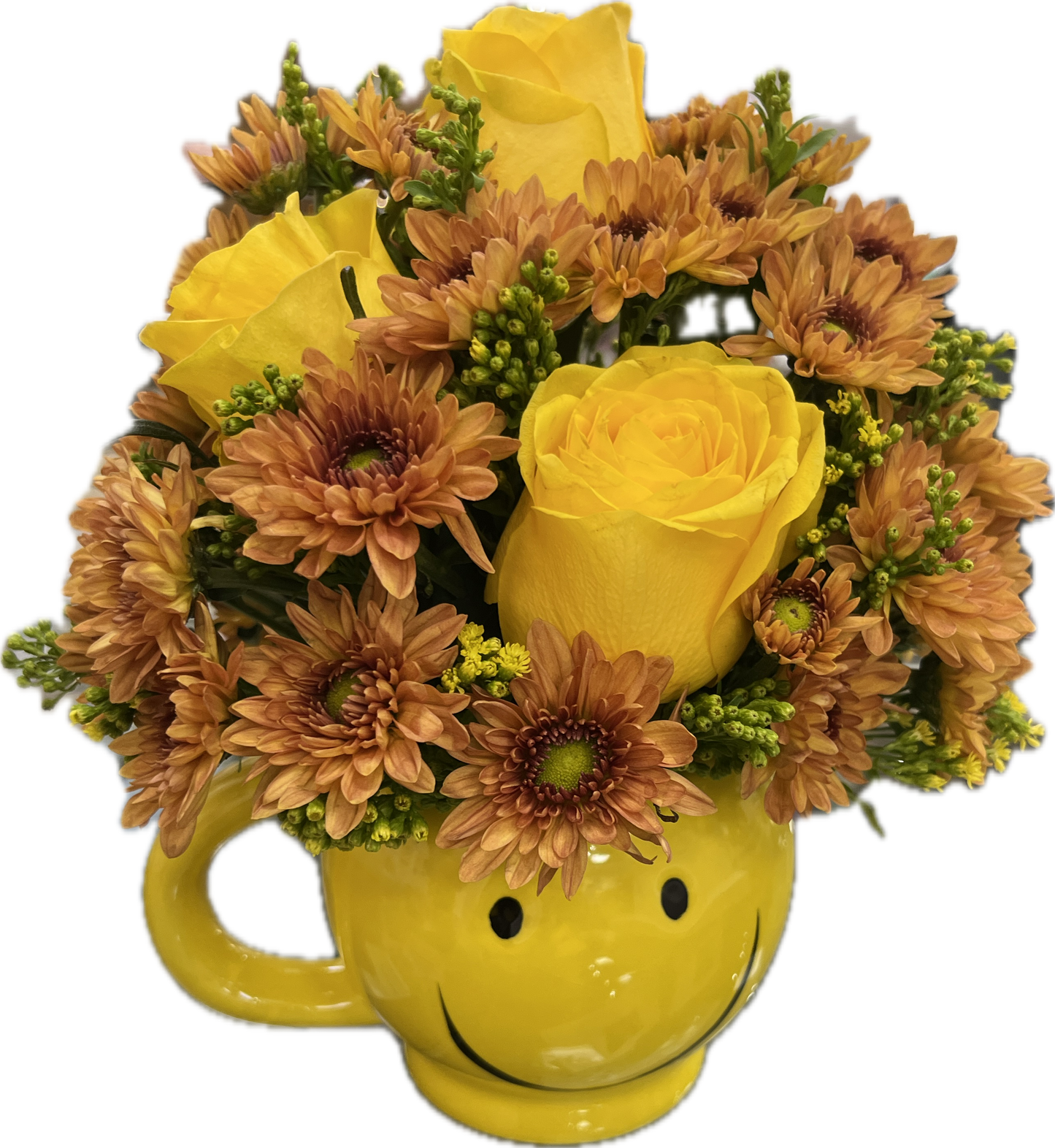 $40 Fresh Flower Arrangement - Smiley Mug