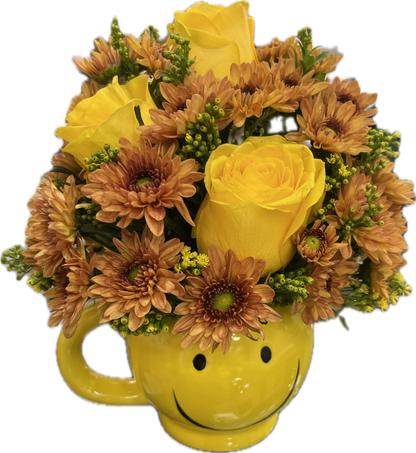 $40 Fresh Flower Arrangement - Smiley Mug